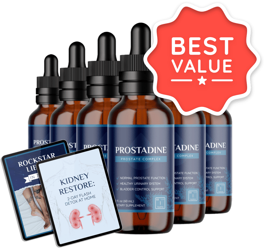 Prostadine 6-bottle bundle - Best value prostate health supplement with 2 free eBooks.