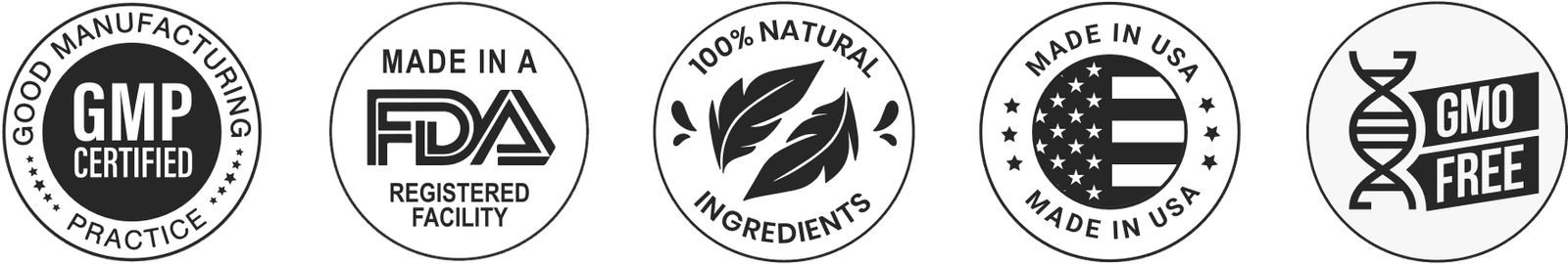 Prostadine Certifications - GMP Certified, FDA Approved, 100% Natural Ingredients, Made in USA, GMO-Free.