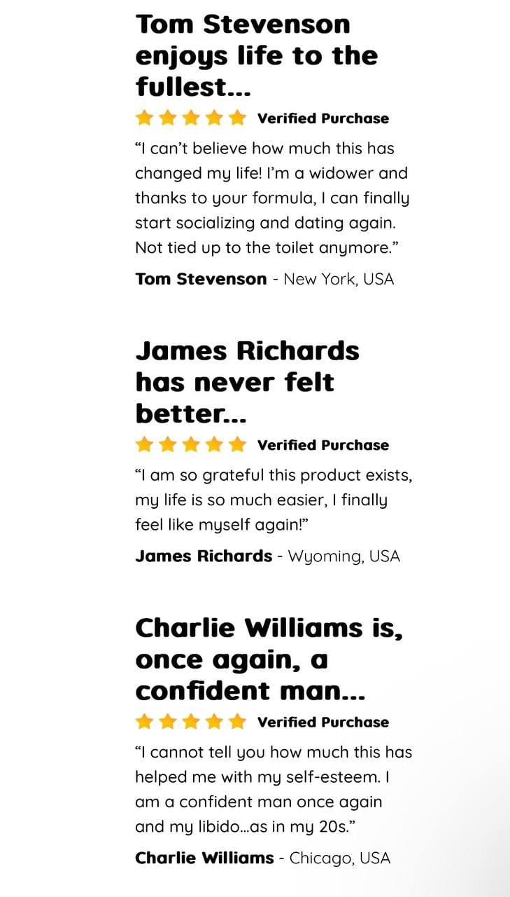 Prostadine verified customer reviews - Real user testimonials sharing their experiences and improvements